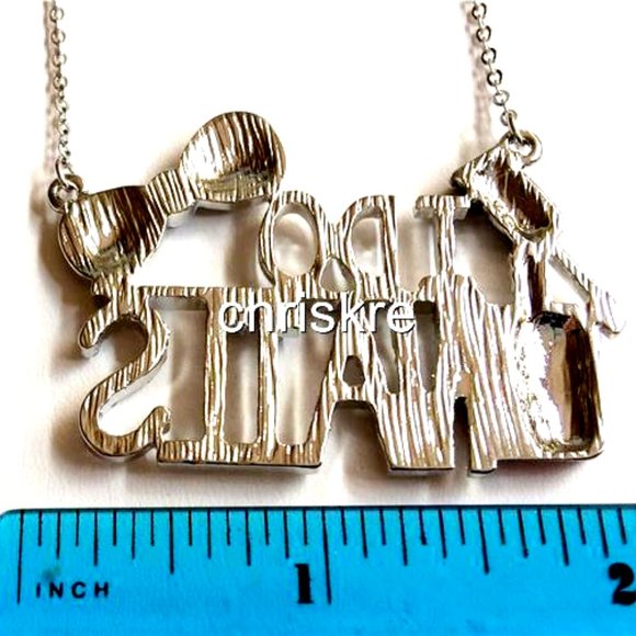 Nail Tech Cosmetology Stylist Necklace Gift I DO NAILS Mary Kay Silver Plated - Picture 7 of 8